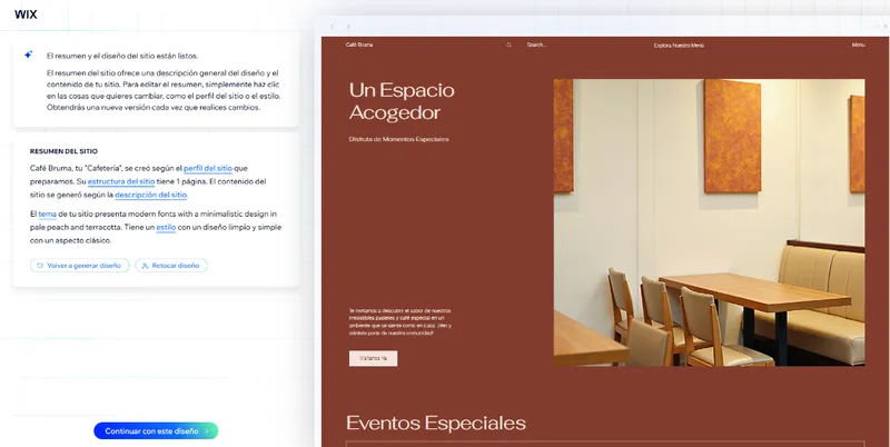 Generador de sitios web con IA de Wix (Captura de pantalla)